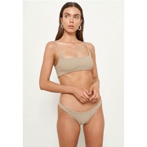 Aila‎ Blue Oceania Bottom Ceramic EcoSize Small NWT Smocked SWIM Bikini Bottom